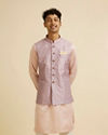 Dusty Pink Buta Jaal Print Nehru Jacket